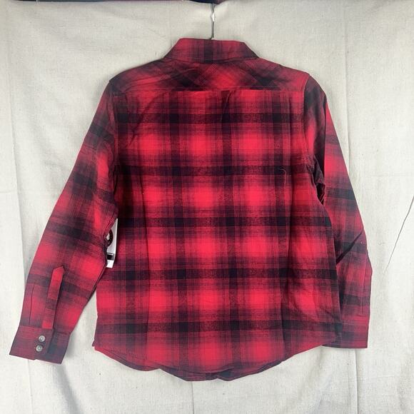 Canada Weather Gear Women's Size M Flannel Plaid Button Down Shirt Red/Black - Picture 14 of 15